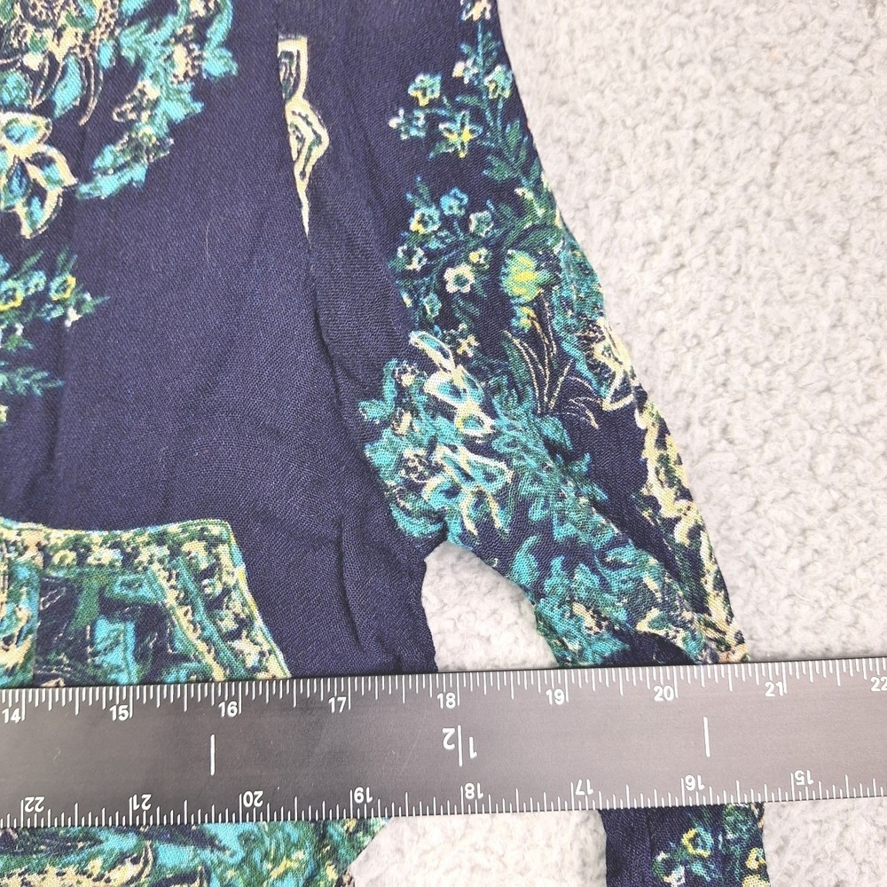 Free People Top Womens Small Blue Paisley Floral Flutter‎ Sleeves Boho - Picture 5 of 8